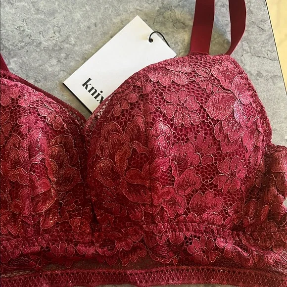 Lace Bralette Set - Burgundy and Brown - Picture 2 of 5